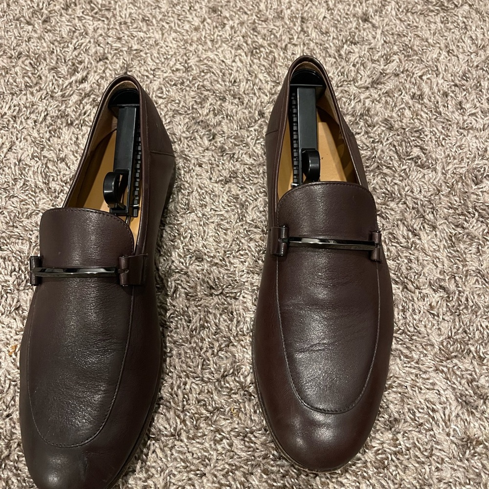 Hugo boss loafers men dark brown Size 10,fits like 11 in very good condition